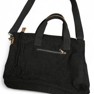 Chic Black Corduroy Shoulder Bag